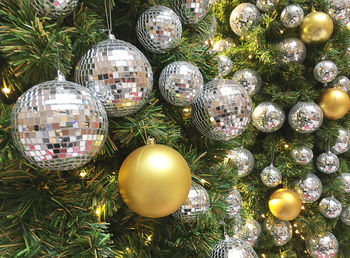 Close-up of illuminated christmas tree