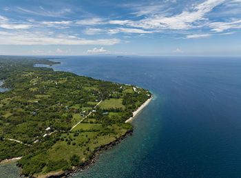 Coastline of negros island and blue sea. seascape ocean and blue sky. philippines.