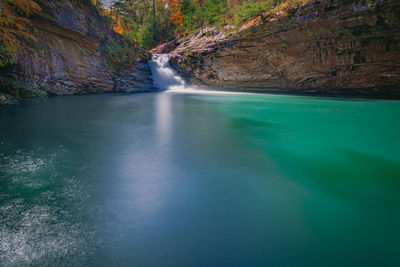 Scenic view of waterfall