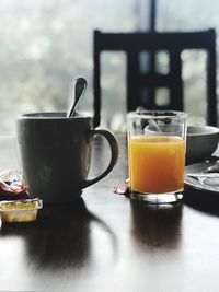 Tea cup on table