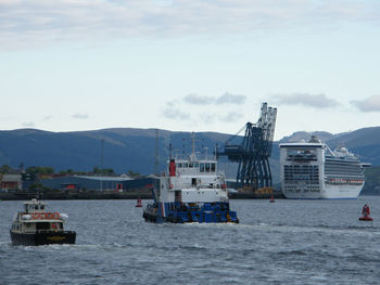 Ship in sea against sky