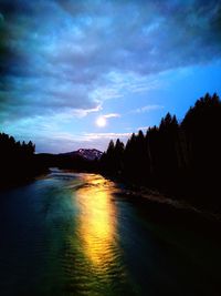 Scenic view of river against sky during sunset