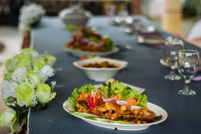 Close-up of salad in water