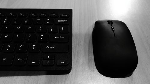 High angle view of computer keyboard on table