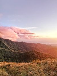 Scenic view of landscape against sky during sunset