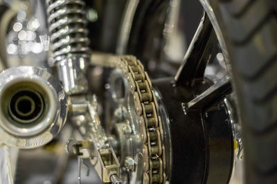 Close-up of chain on motorcycle