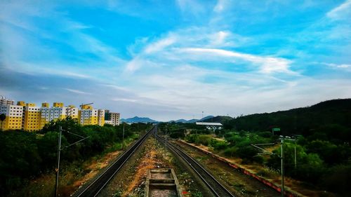 Train passing through railway tracks