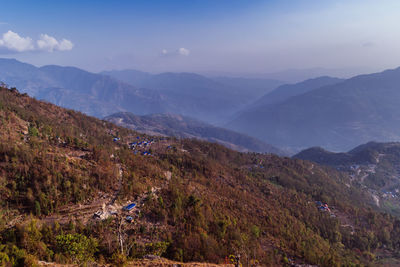 High angle view of landscape against sky