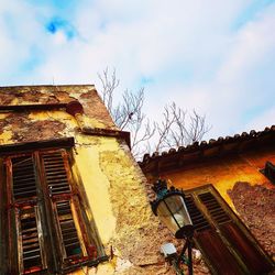 Low angle view of old building against sky