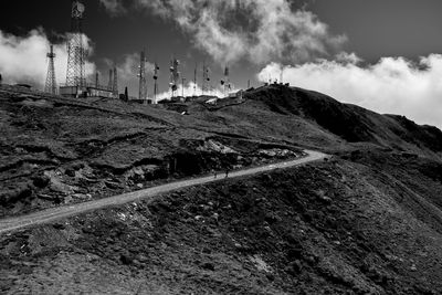 Panoramic view of antenas against sky