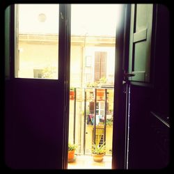 View of building through window