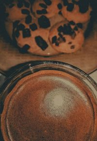 High angle view of coffee on table