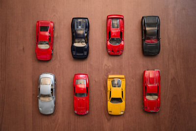 High angle view of toy car