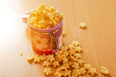 Close-up of food on table