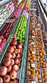 High angle view of fruits for sale in market