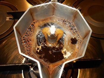 High angle view of ice cream on table