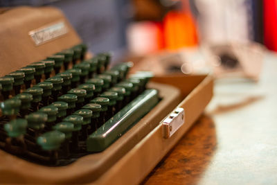 Close-up of computer keyboard on table