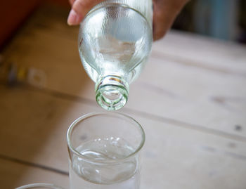 Close-up of water in glass on table