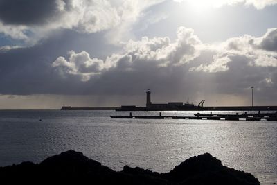 Scenic view of sea against cloudy sky