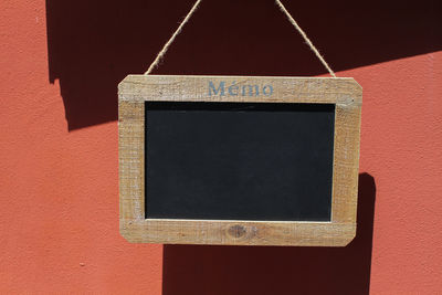 Close-up of mailbox on wall