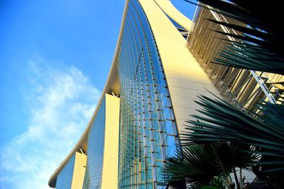 Low angle view of modern building against sky