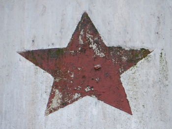 Close-up of arrow symbol on wall