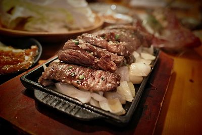 High angle view of food on table