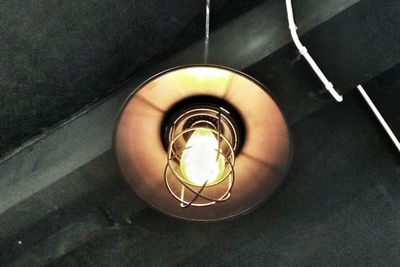 Illuminated light fixture on ceiling