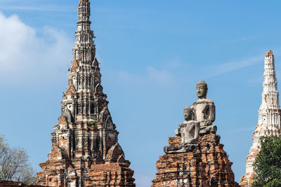 Low angle view of temple against building