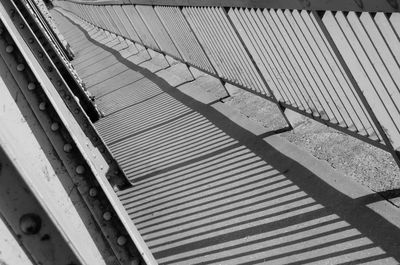 High angle view of metal fence