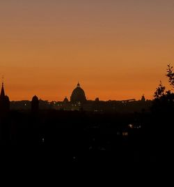 Silhouette of buildings against sky during sunset