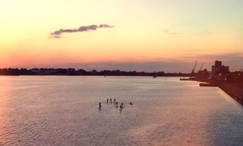 Scenic view of sea at sunset