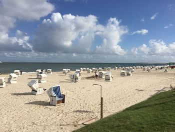 Scenic view of beach against sky