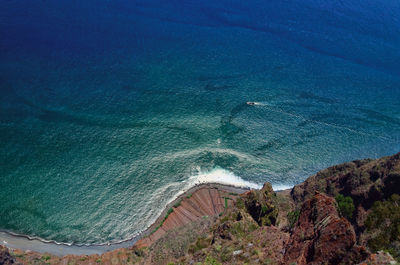 The cliff 0f cabo girao at madeira island as seen straight down from viewpoint