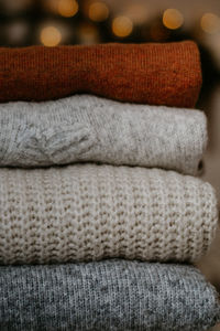 Front view of sweaters