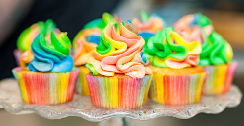 Cupcakes with colorful cream.