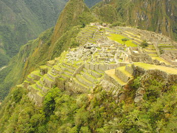 High angle view of historic machu picchu