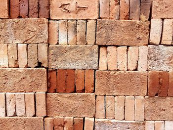 Full frame shot of multi colored brick wall