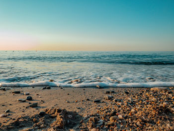 Scenic view of sea against clear sky