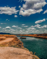 Scenic view of lake against sky