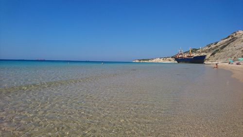 Scenic view of sea against clear sky