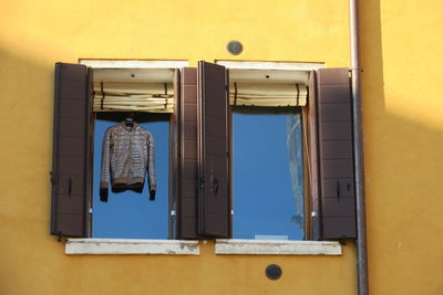 Low angle view of window of building