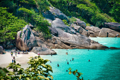 Panoramic view of rocks on beach