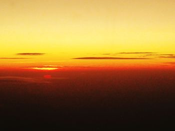 Scenic view of sea against orange sky