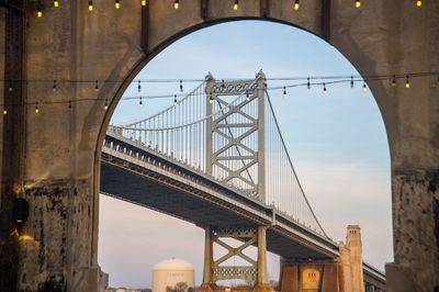 Low angle view of suspension bridge