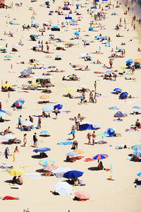 High angle view of people on beach