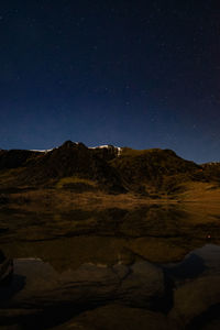 Scenic view of landscape against sky at night