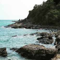 Scenic view of sea against clear sky