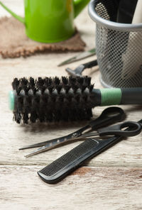 Close-up of objects on table