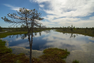 Scenic view of lake against sky